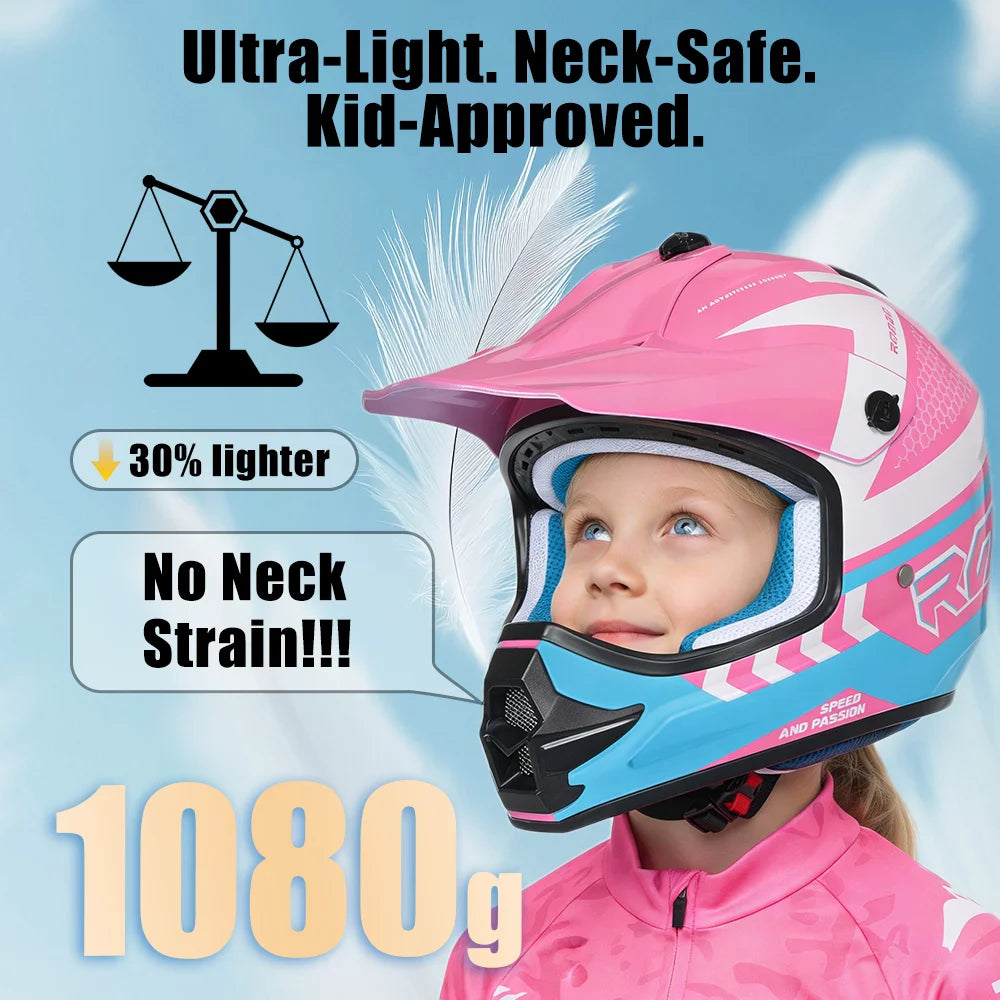 Kids Motocross Helmet Kit with Goggles & Gloves