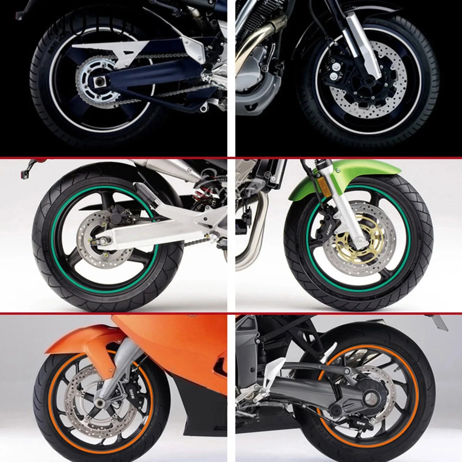 Reflective Wheel Sticker Set for Honda, Kawasaki, Yamaha