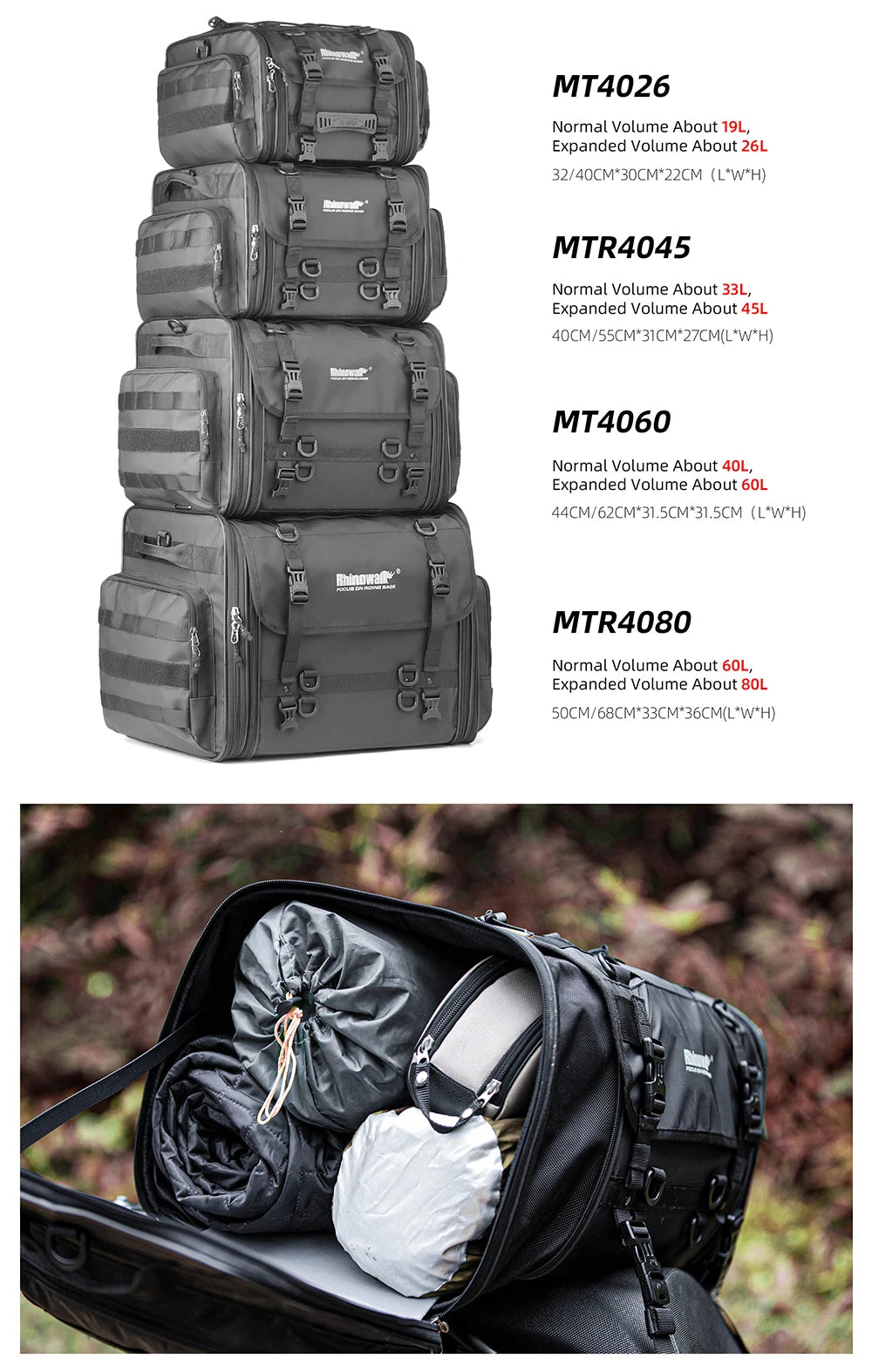 RhinoWalk Waterproof Motorcycle Travel Luggage Bag
