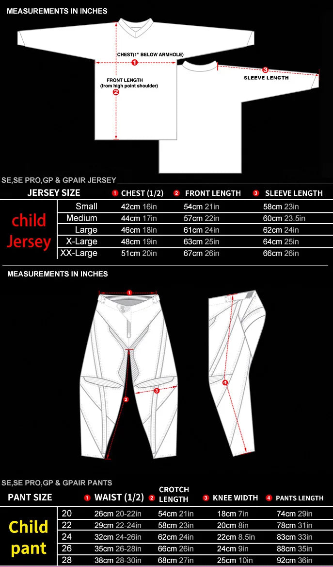 Youth Motocross Jersey and Pants Set