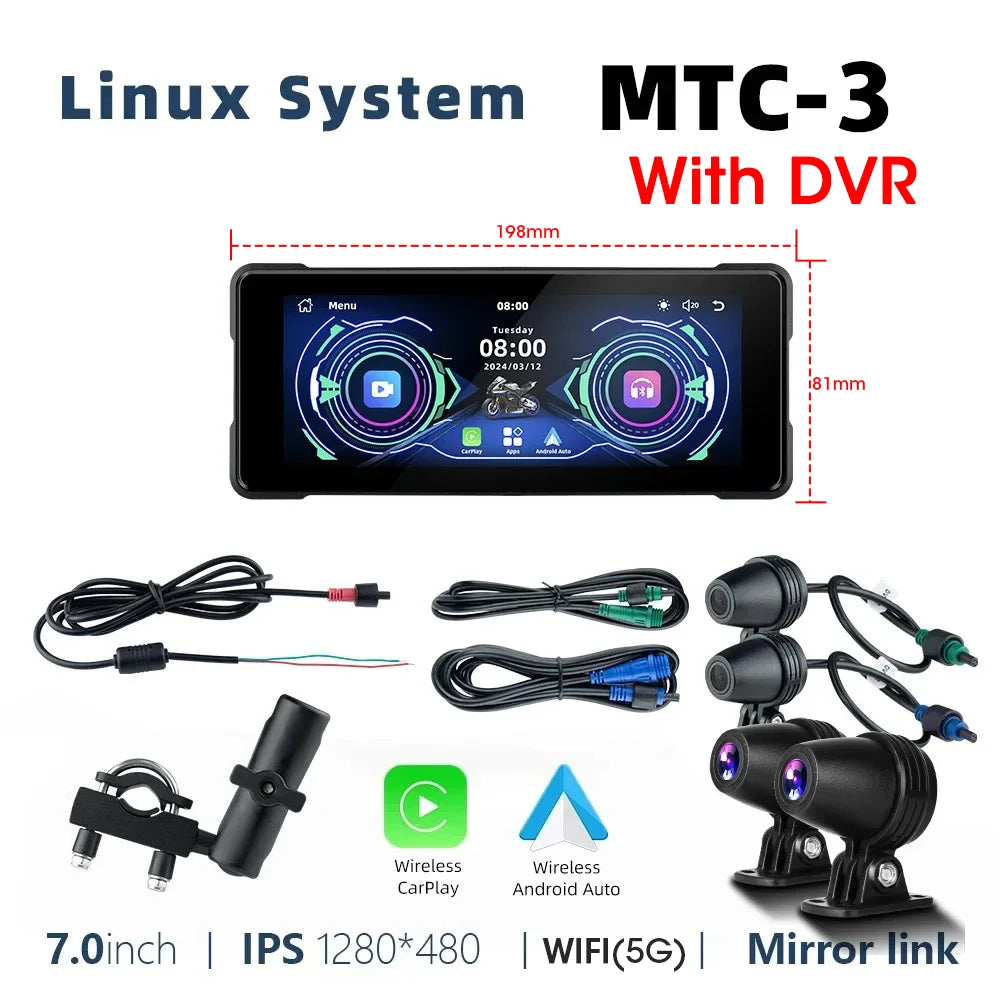 Wireless motorcycle GPS navigation screen motorcycle CarPlay Android Auto touch screen