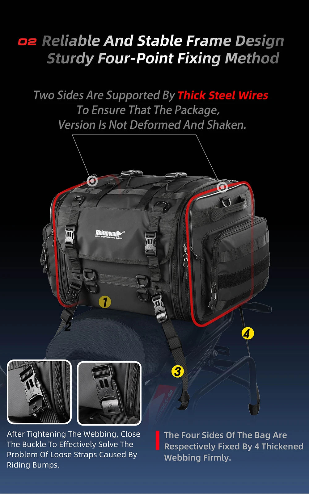 RhinoWalk Waterproof Motorcycle Travel Luggage Bag