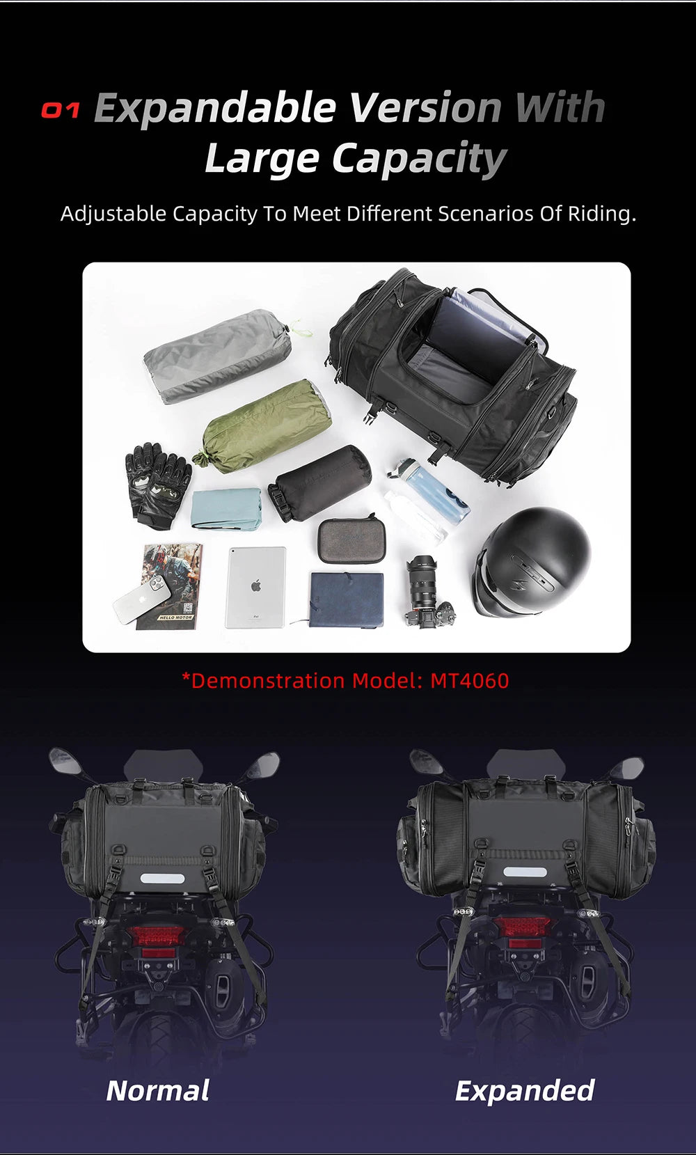 RhinoWalk Waterproof Motorcycle Travel Luggage Bag
