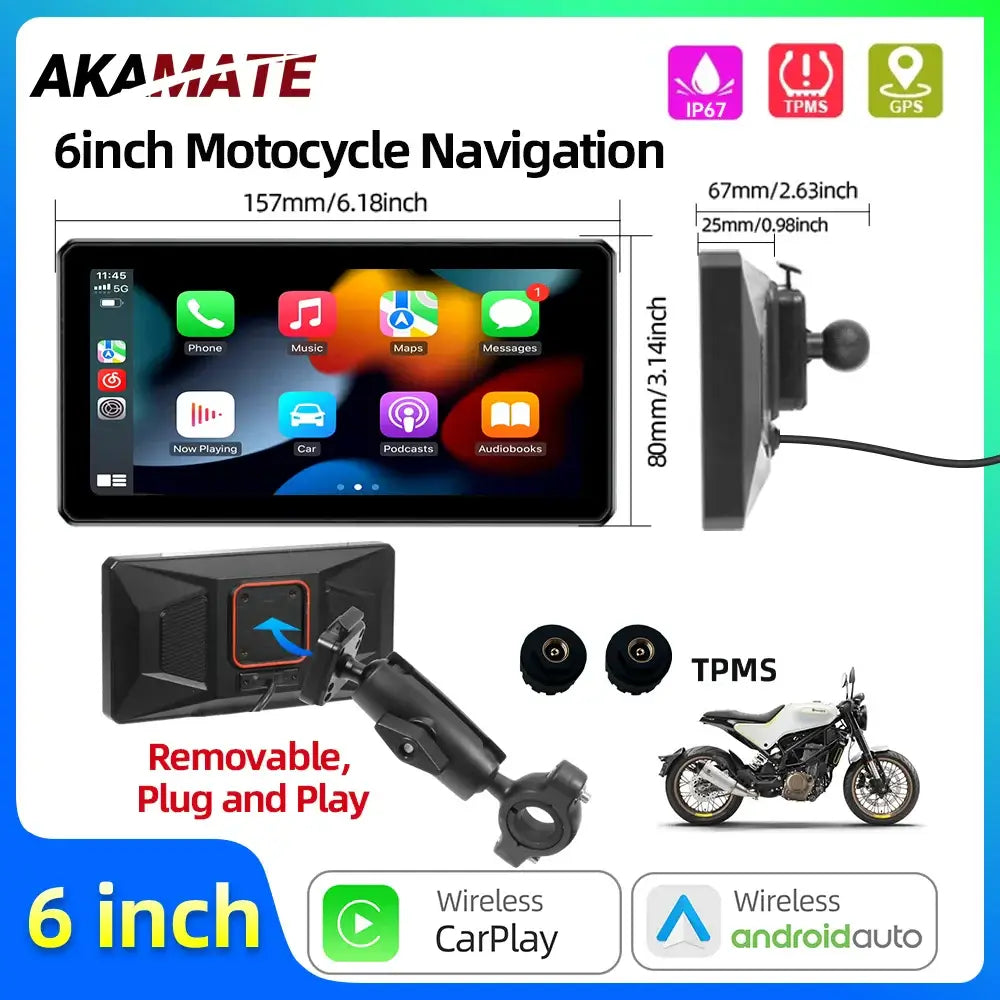 Motorcycle Bluetooth Navigation Display with 6-Inch Screen