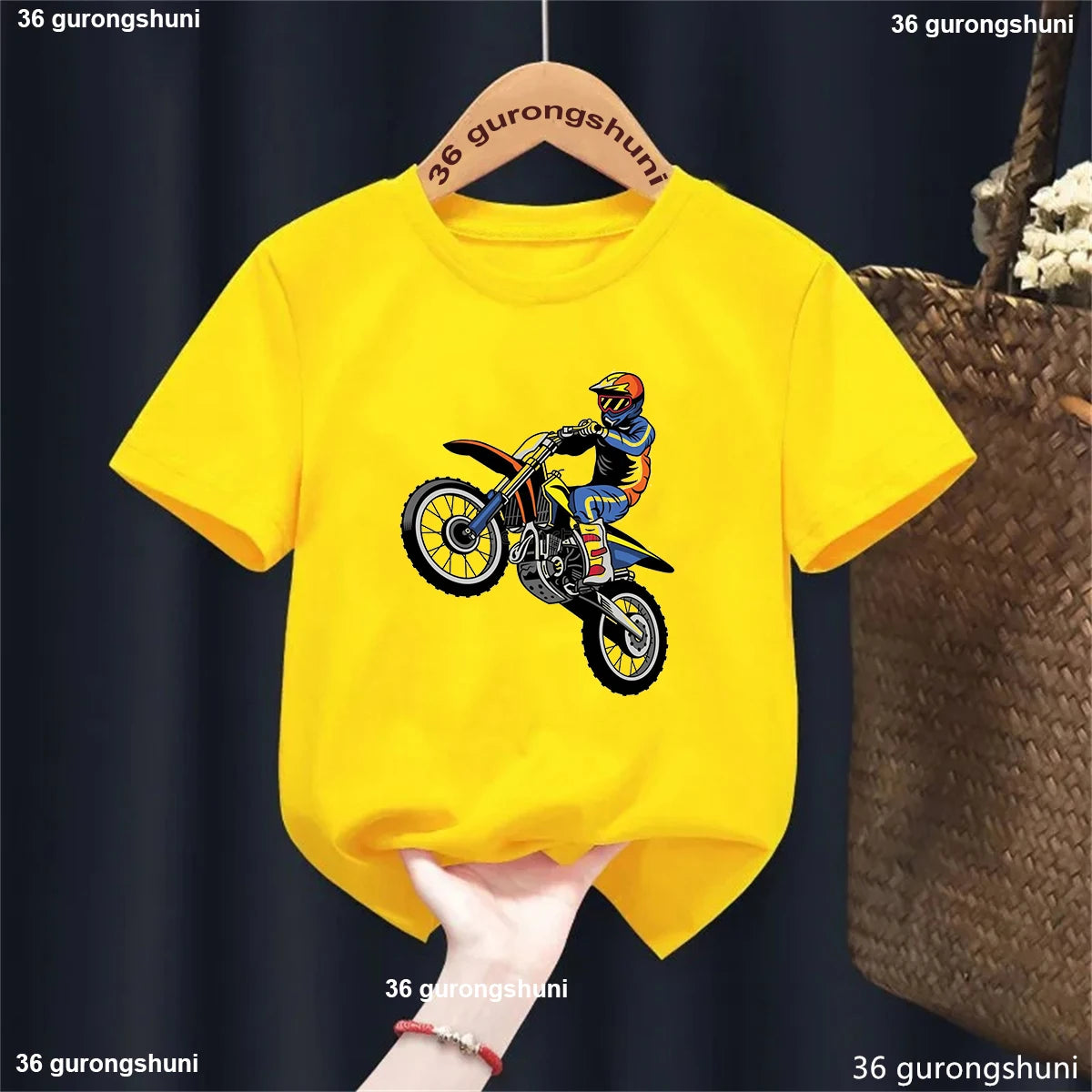 Motorcycle Racer Graphic Print Kids T-Shirt