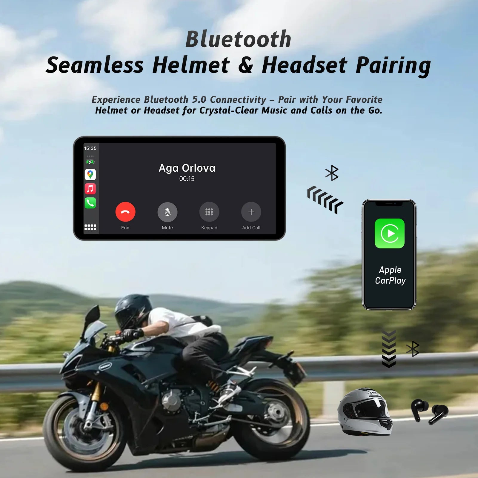 6-Inch Motorcycle Smart Display with Wireless CarPlay