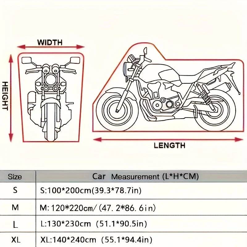 All-Weather Motorcycle Cover for Scooters, E-Bikes, and Motorcycles