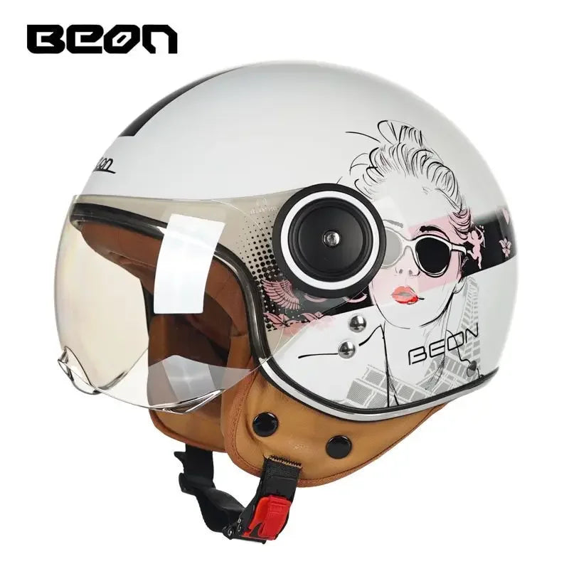 Beon Motorcycle Helmet - ECE Certified Retro Half Cap