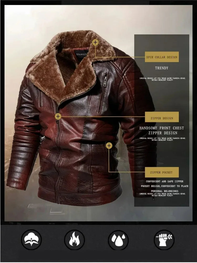 Stylish Faux Leather Biker Jacket