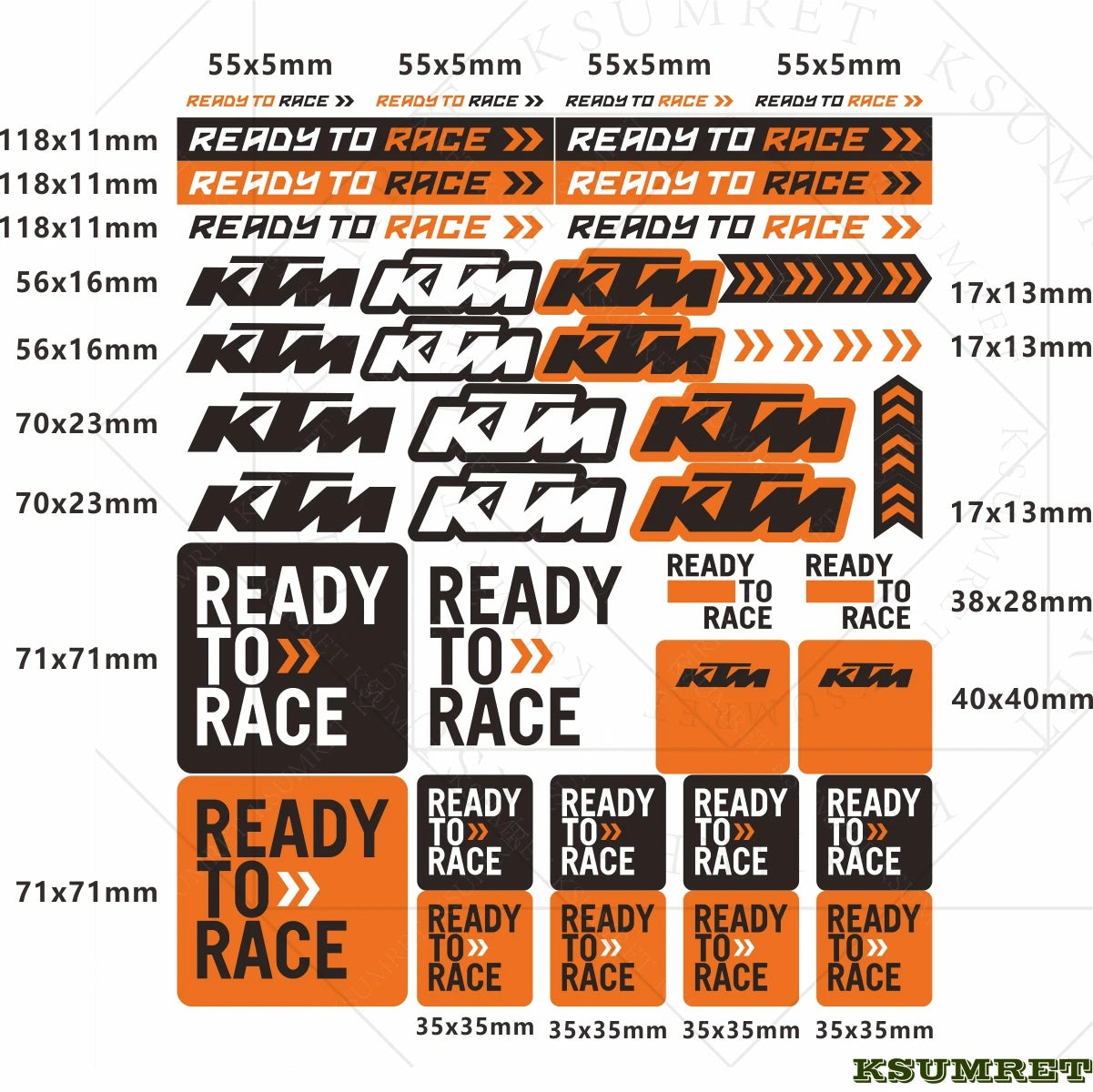 KTM Motorcycle Vinyl Sticker Decals