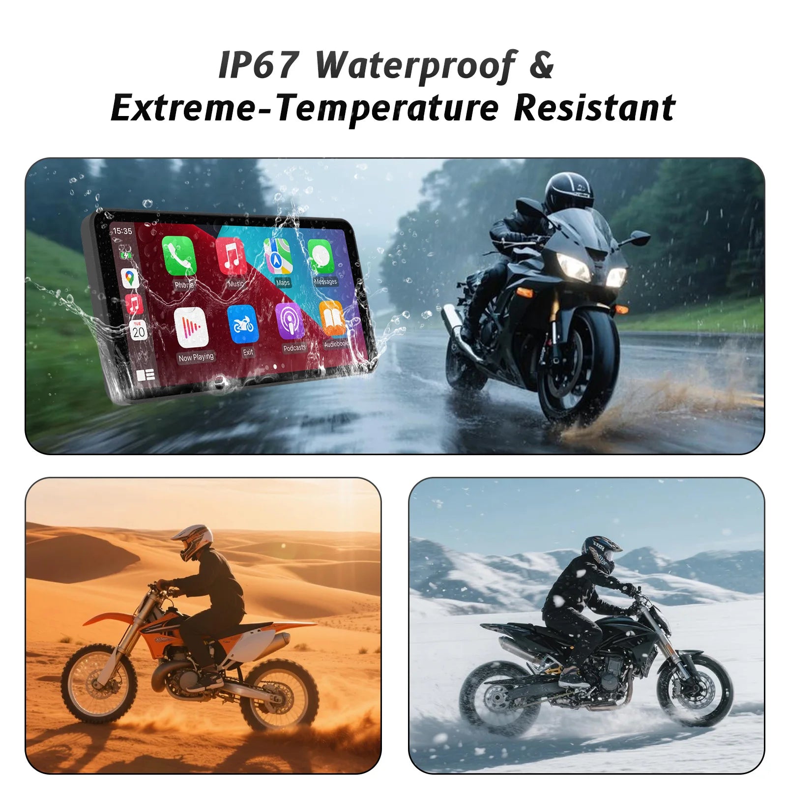 6-Inch Motorcycle Smart Display with Wireless CarPlay