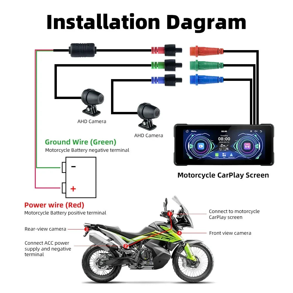 Wireless motorcycle GPS navigation screen motorcycle CarPlay Android Auto touch screen