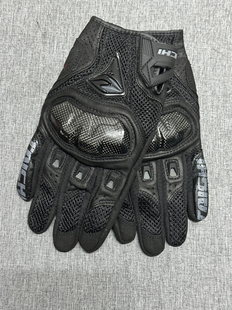 Racing Blue Leather Gloves