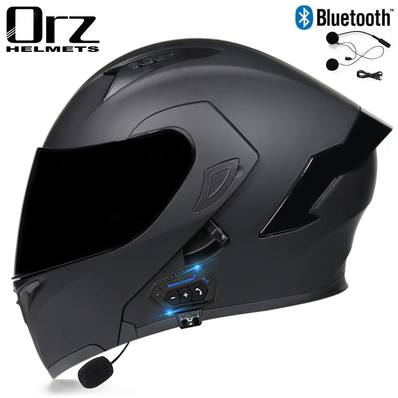 Fire Red Bluetooth Motocross Modular Motorcycle Helmet