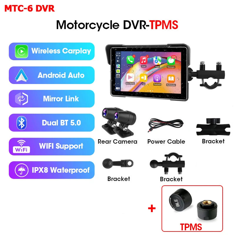 Wireless motorcycle GPS navigation screen motorcycle CarPlay Android Auto touch screen
