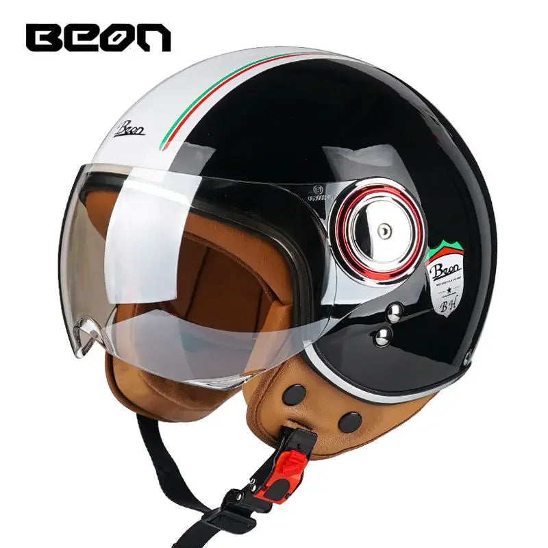 Beon Motorcycle Helmet - ECE Certified Retro Half Cap