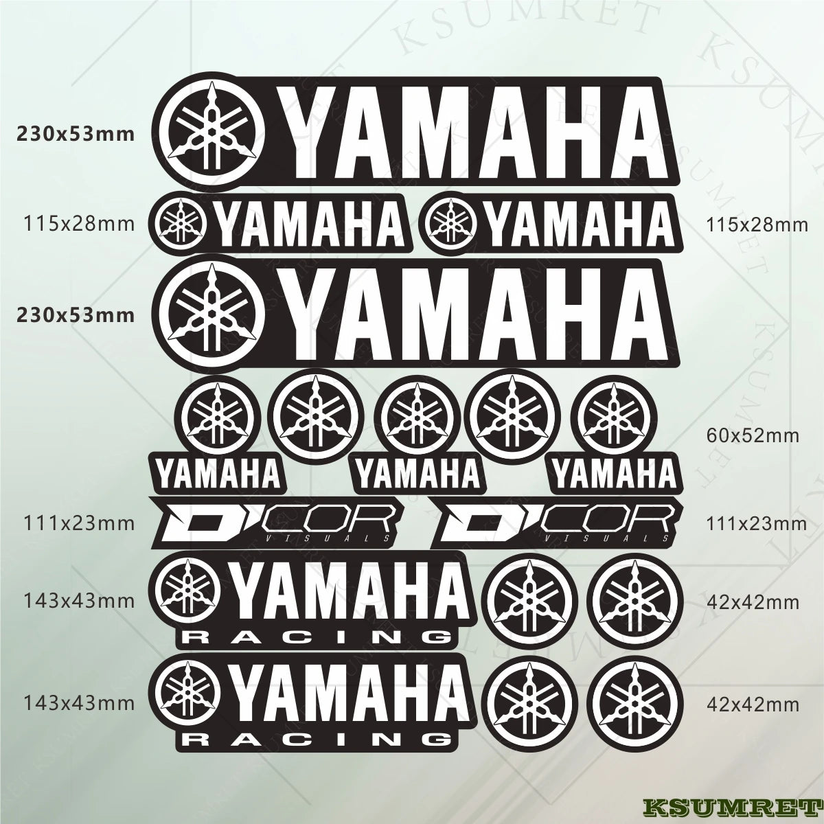 Yamaha Motorcycle Vinyl Sticker Decals Logo Kit