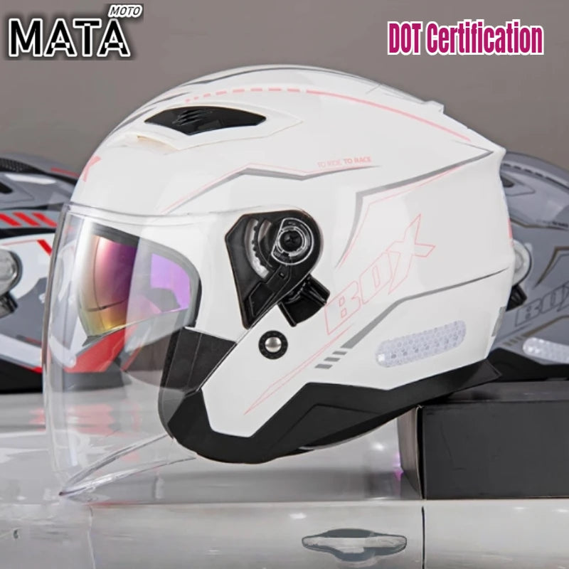 Open Face Motorcycle Helmet with Double Lens