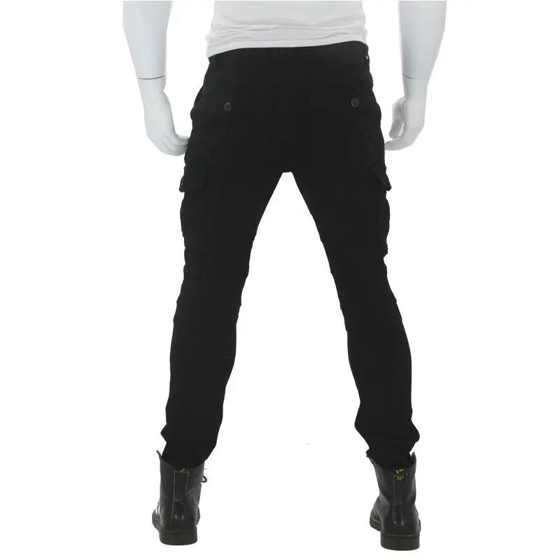 Stylish Motorcycle Black Men Jeans with Extension Protector