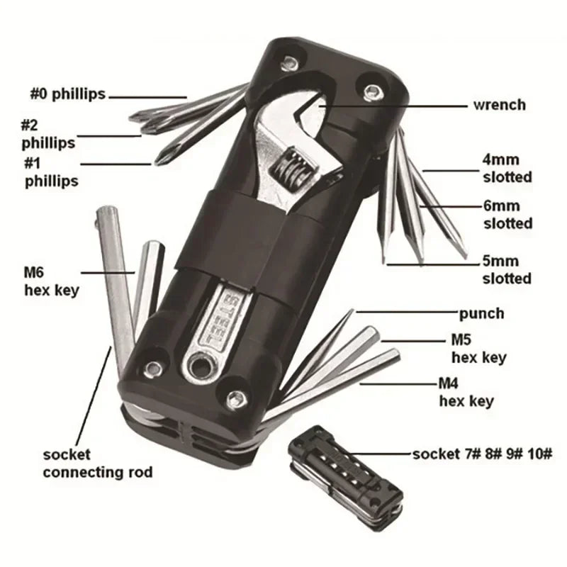 Motorcycle Multifunction Tool Kit for On-the-Road Repairs