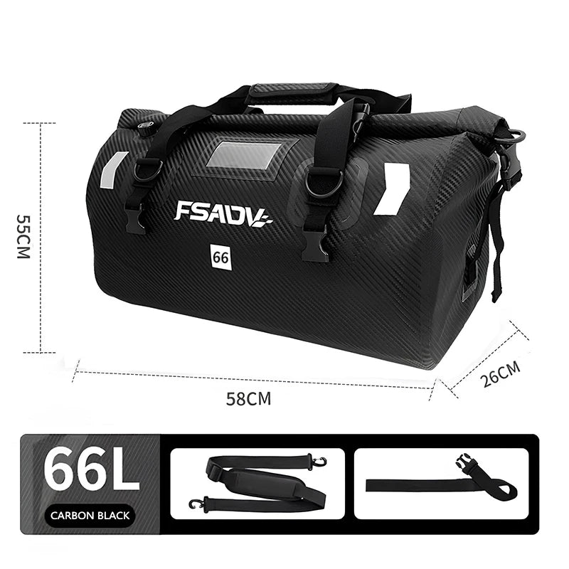 Waterproof Motorcycle Tail Bag - Carbon Black