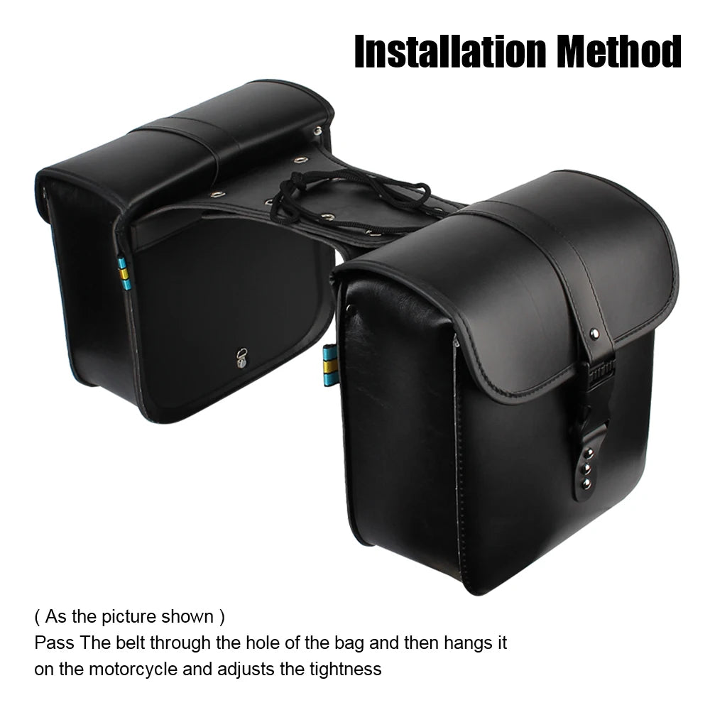 Vintage Style PU Leather Motorcycle Saddle Bags