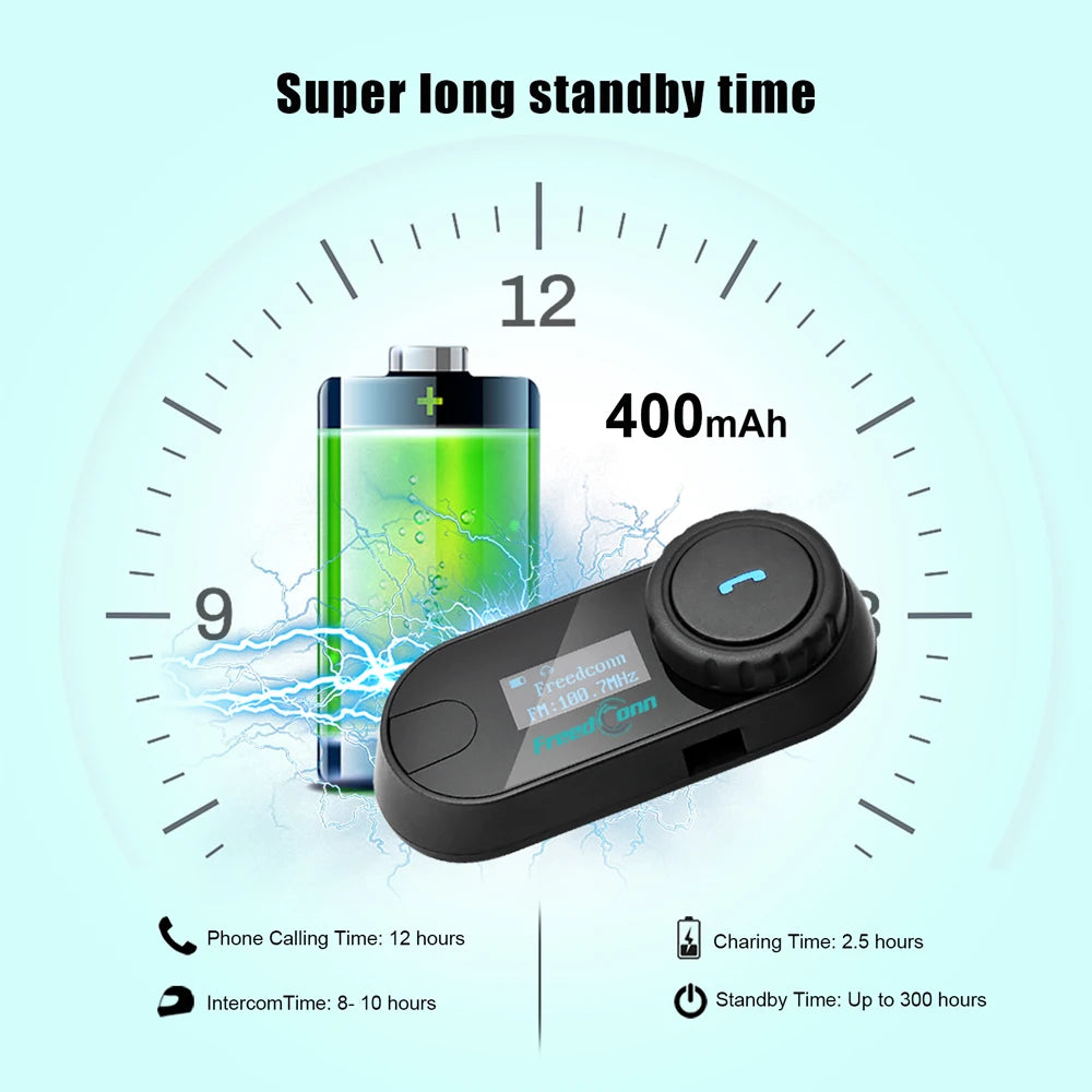 Bluetooth Motorcycle Intercom Helmet Headset with FM