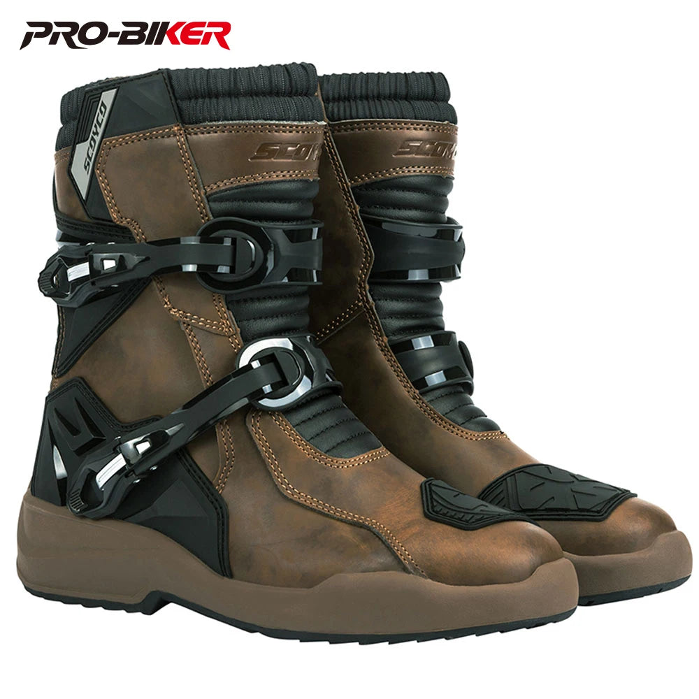 Leather Motocross Riding Boots