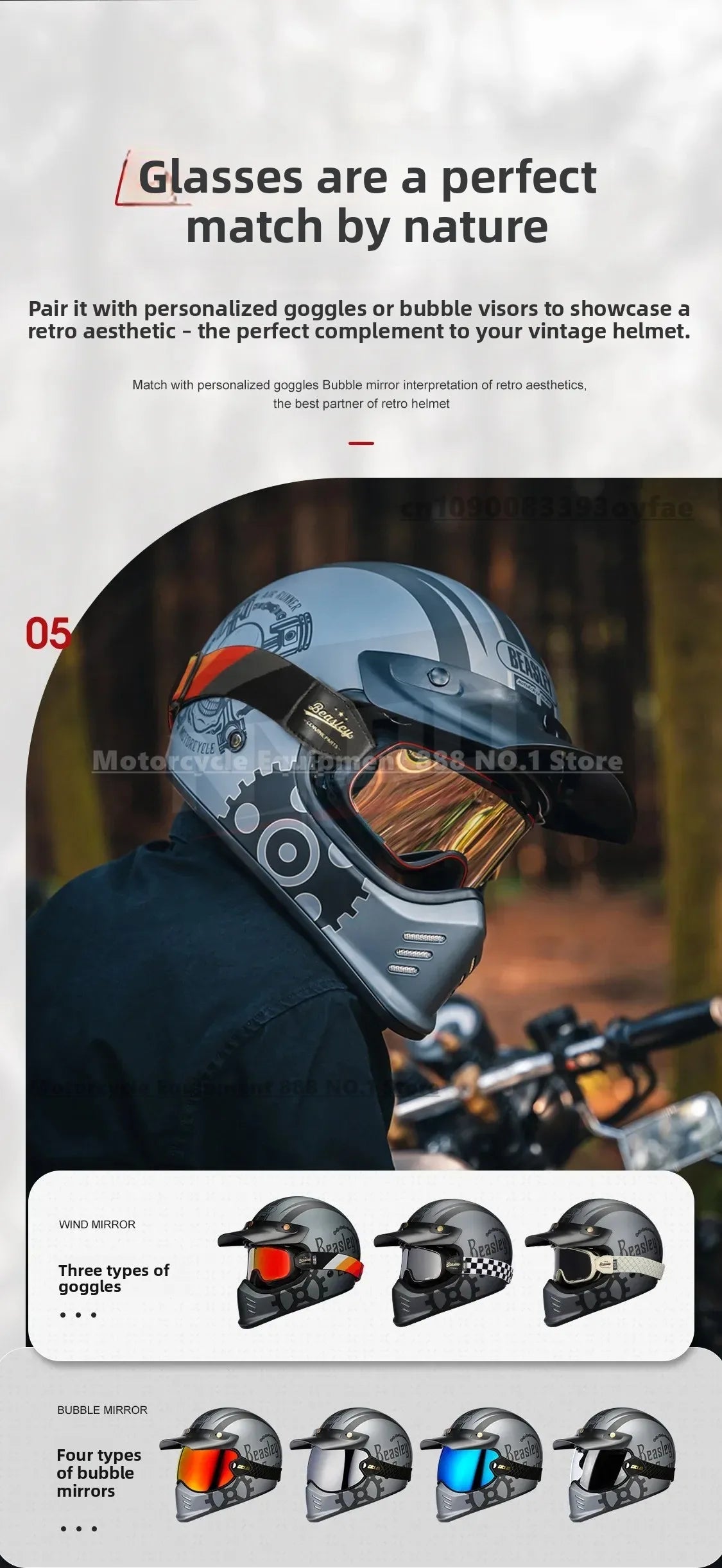 Original BEASLEY Retro Motorcycle Helmet