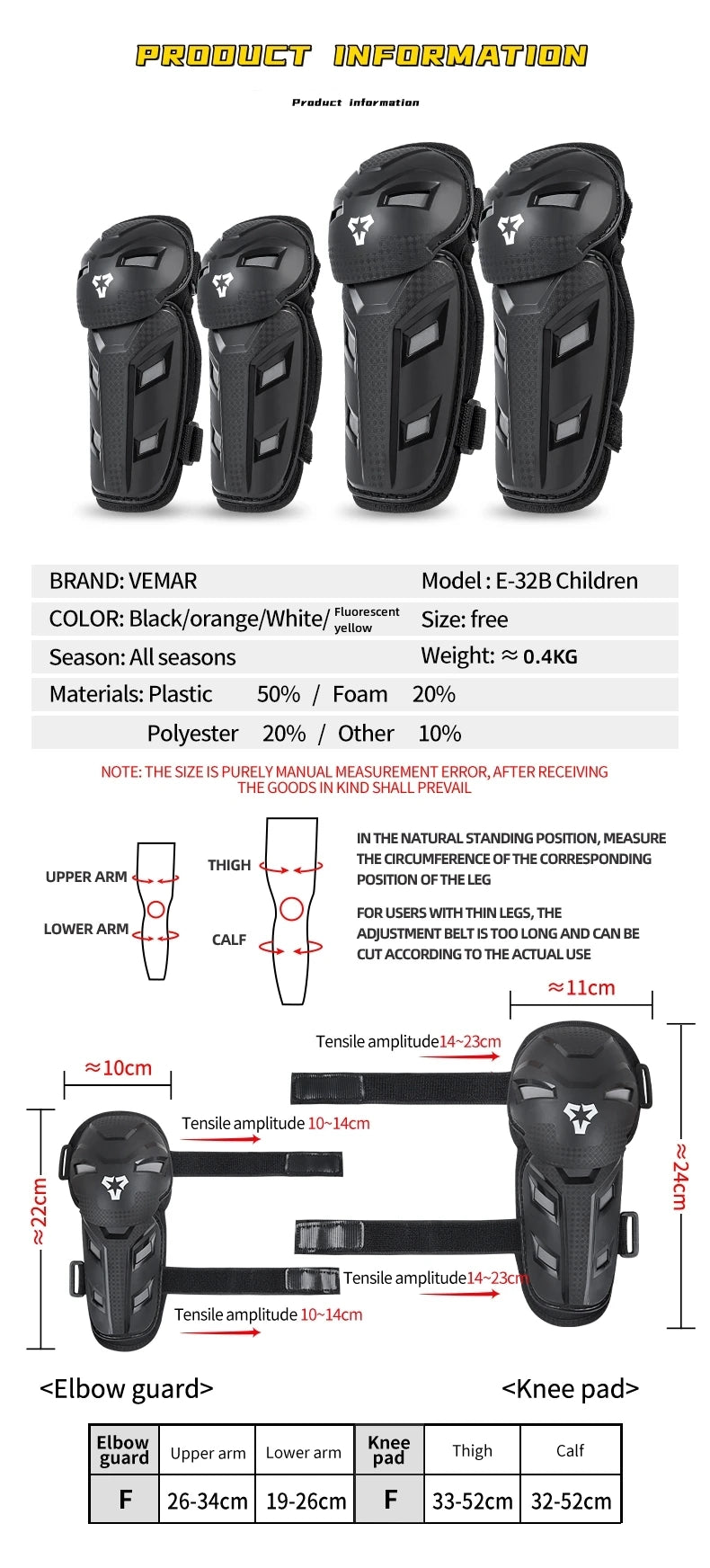 Kids' Motorcycle Protective Gear Set