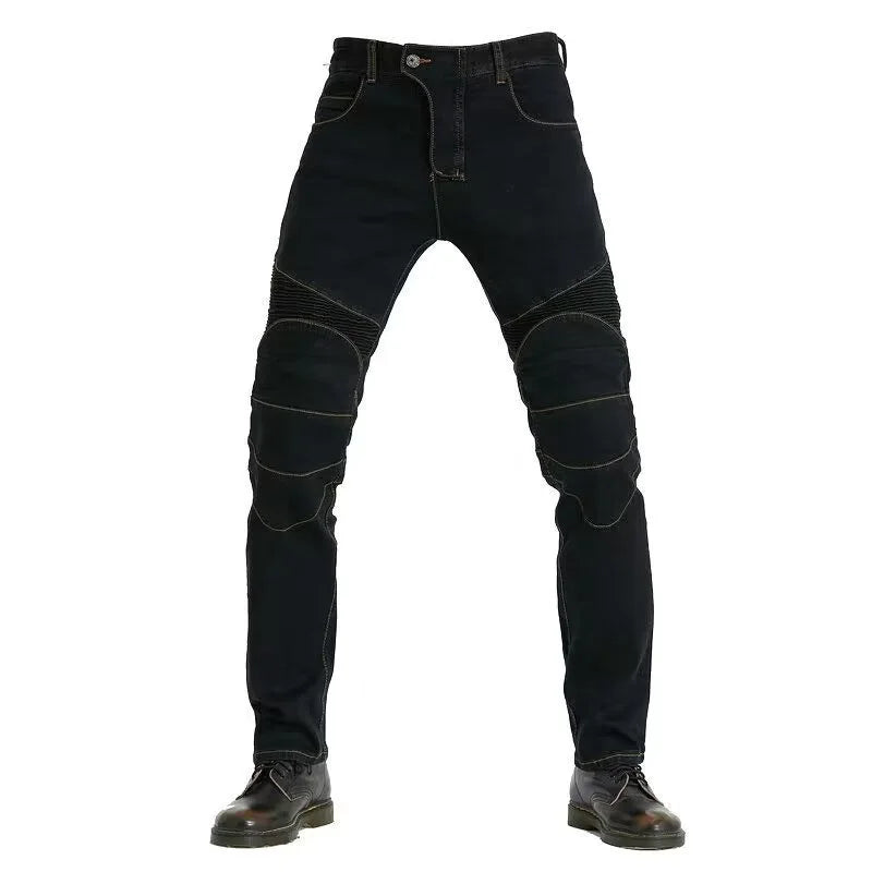 Men's Embroidery Motorcycle Pants with Belt