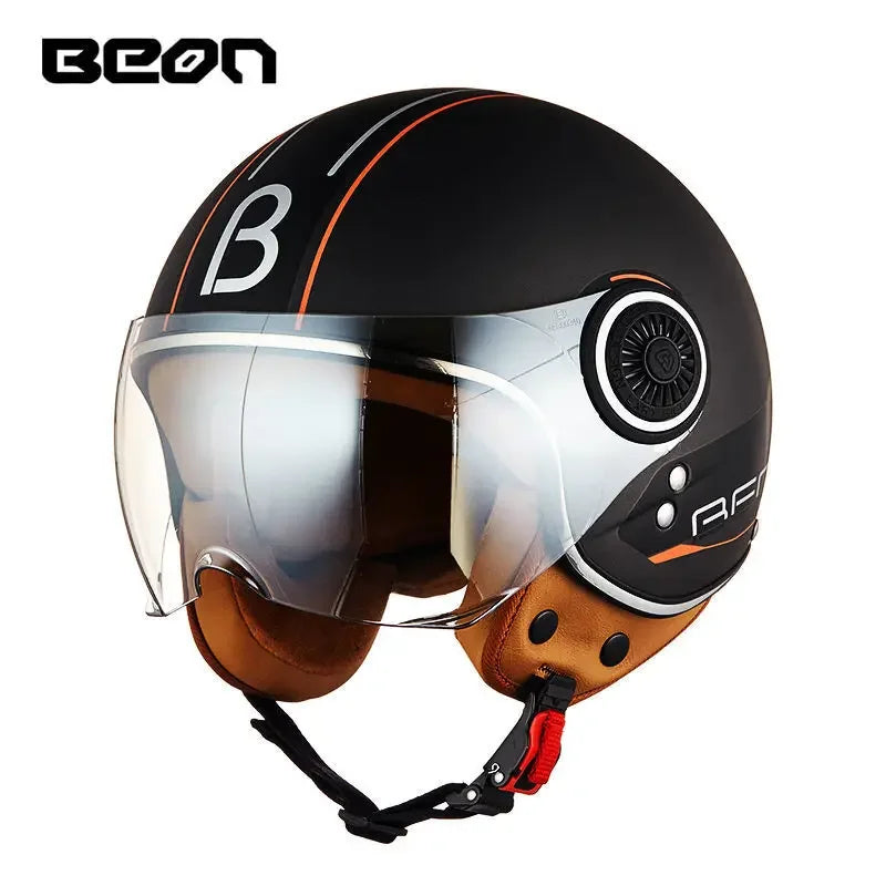 Beon Motorcycle Helmet - ECE Certified Retro Half Cap