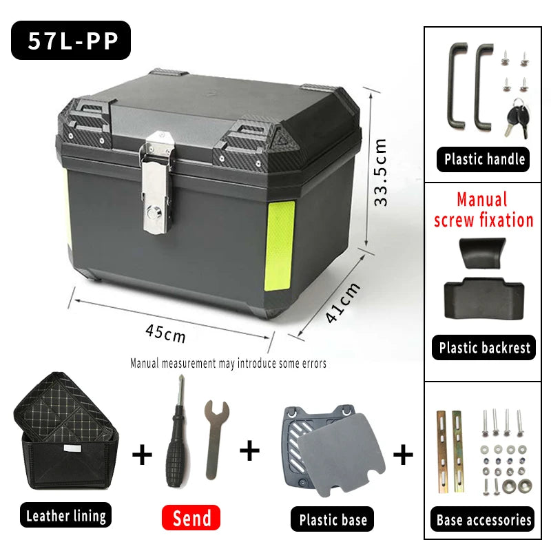 Black 45L Motorcycle Top Case Tail Box
