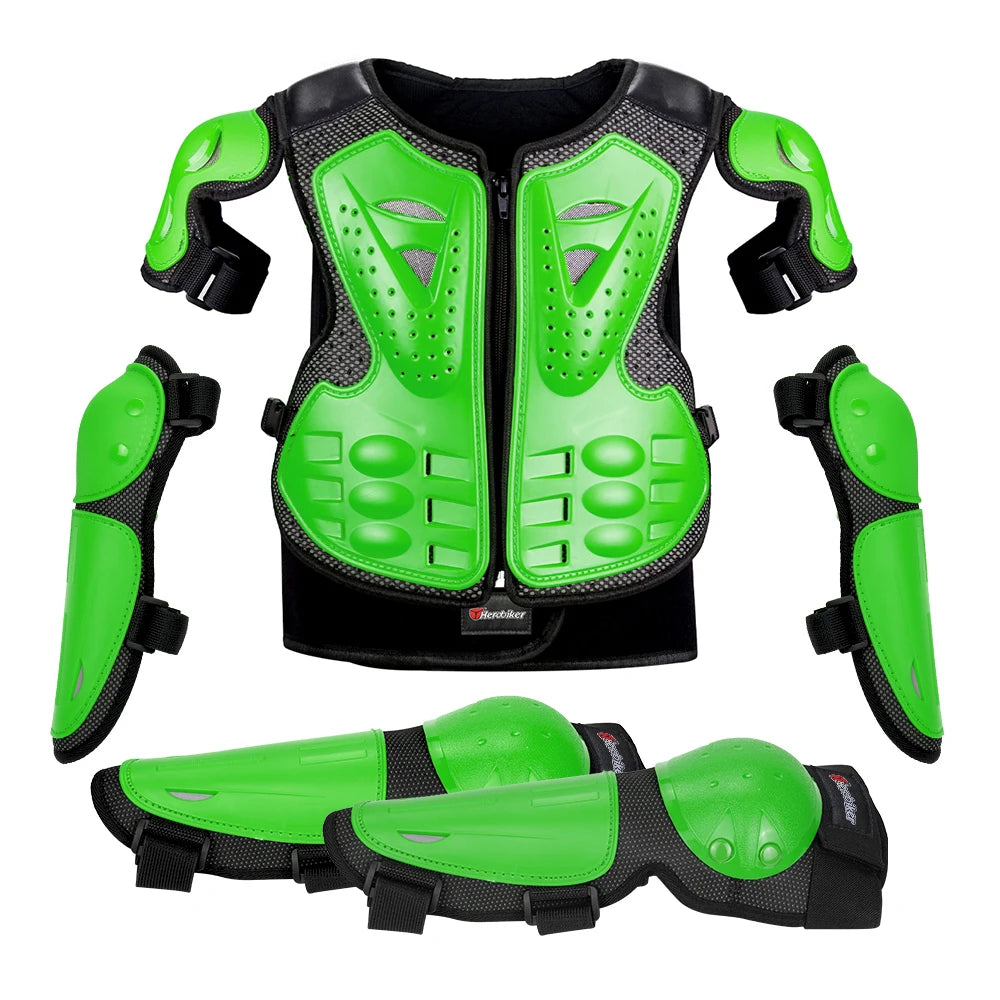 Kids Motorcycle Armor Vest Set with Elbow and Knee Pads