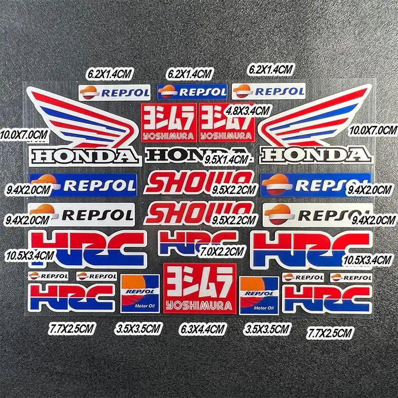 Honda Motorcycle Racing Sponsor Stickers