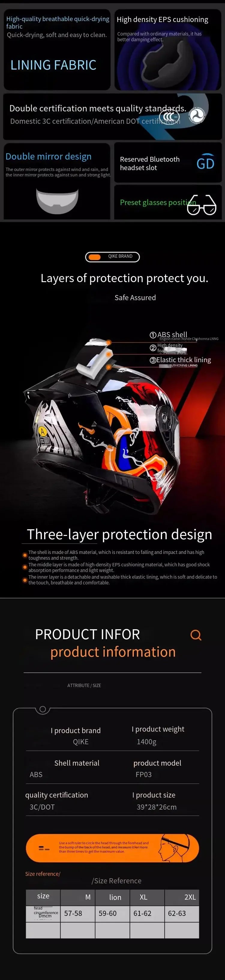 Dual Lens Full Face Motorcycle Helmet