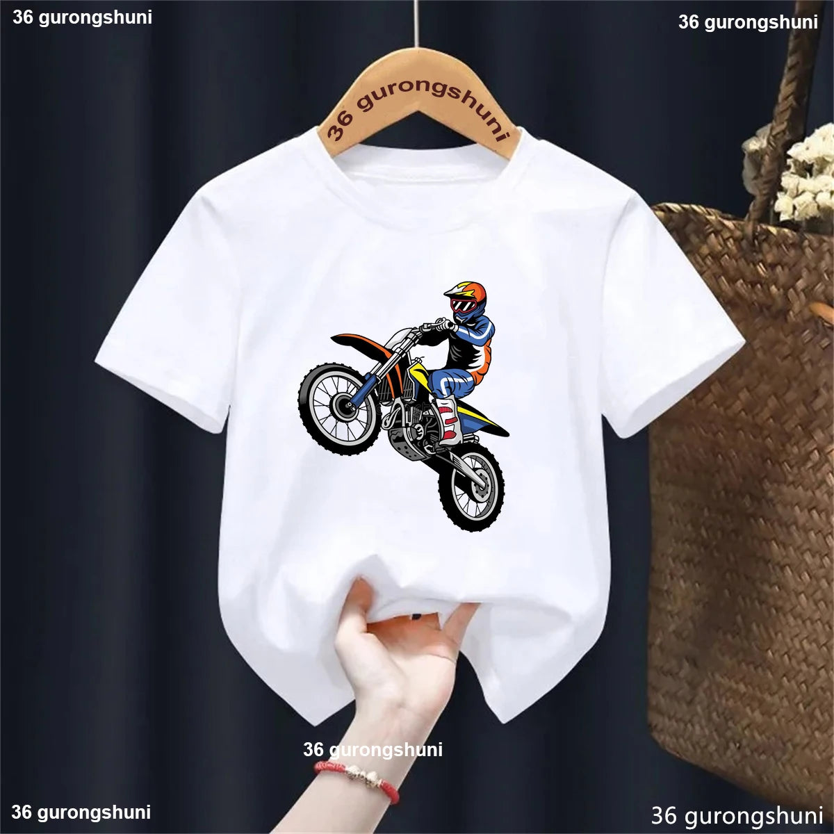 Motorcycle Racer Graphic Print Kids T-Shirt