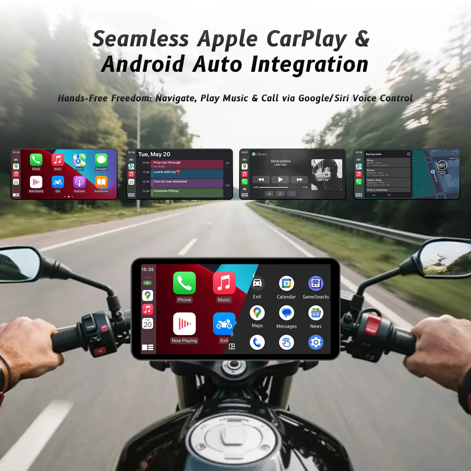 6-Inch Motorcycle Smart Display with Wireless CarPlay