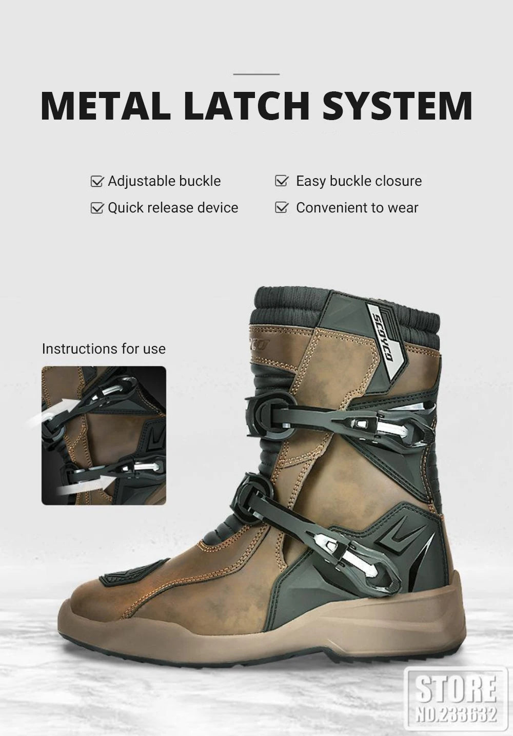 Leather Motocross Riding Boots