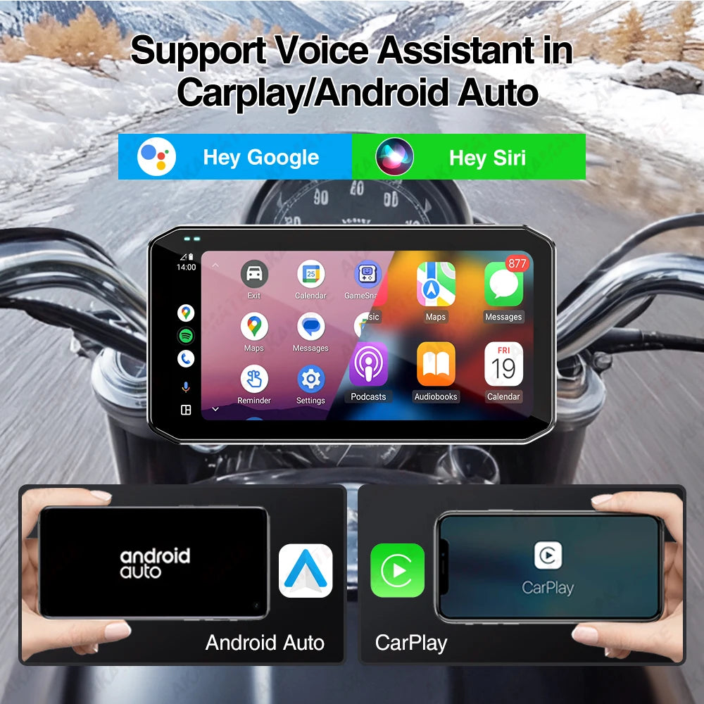 Universal Motorcycle Monitor with CarPlay & Android Auto