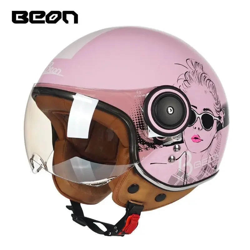 Beon Motorcycle Helmet - ECE Certified Retro Half Cap