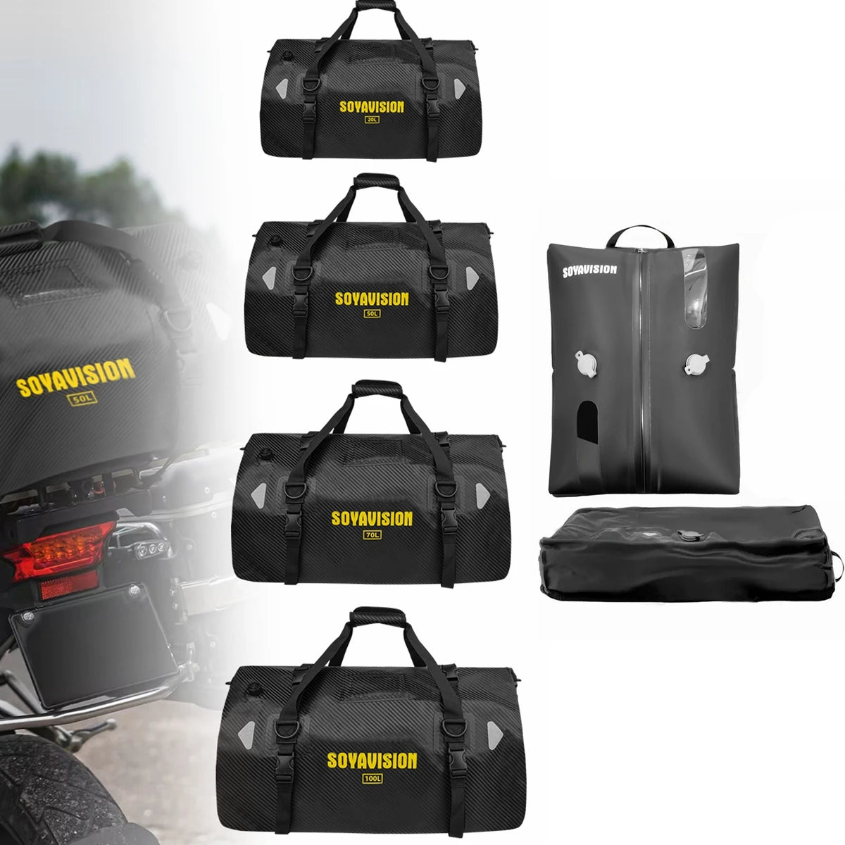 Waterproof Motorcycle Tail Bag 66L