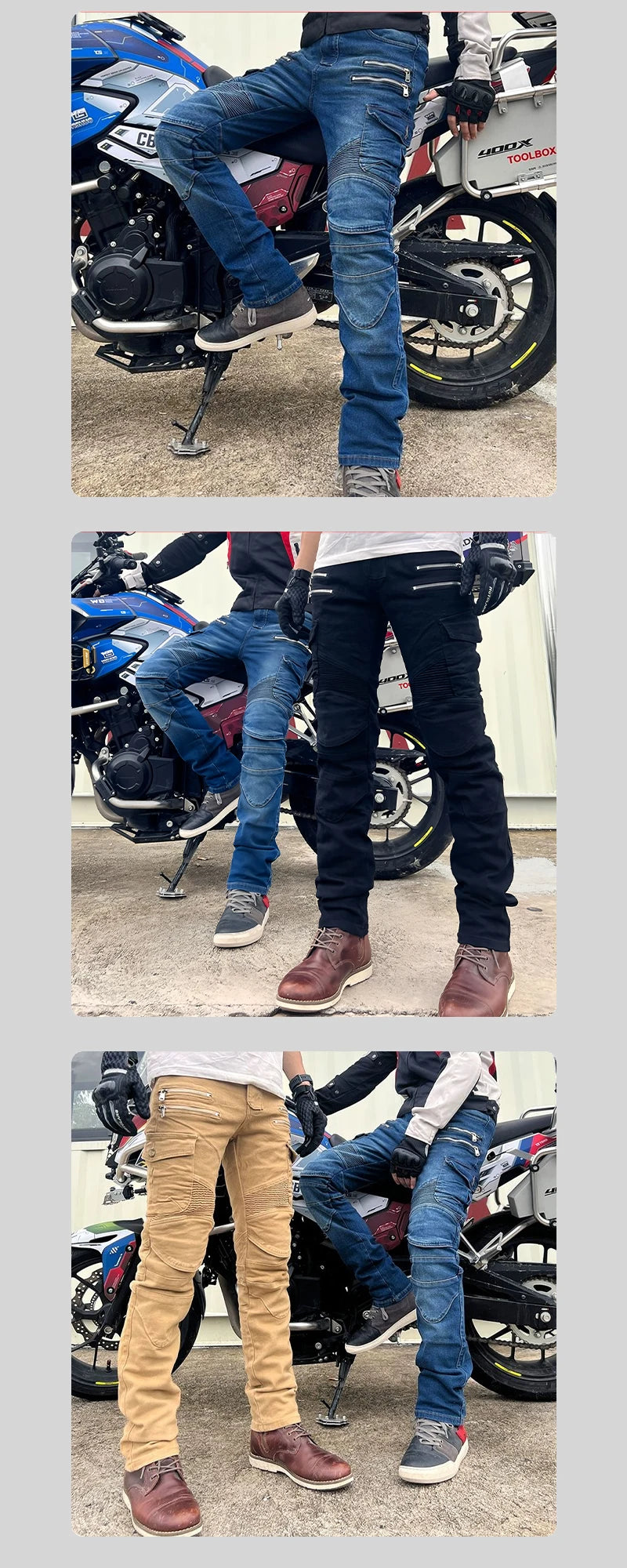Double Zipper Metal Motocross Trousers for Men and Women