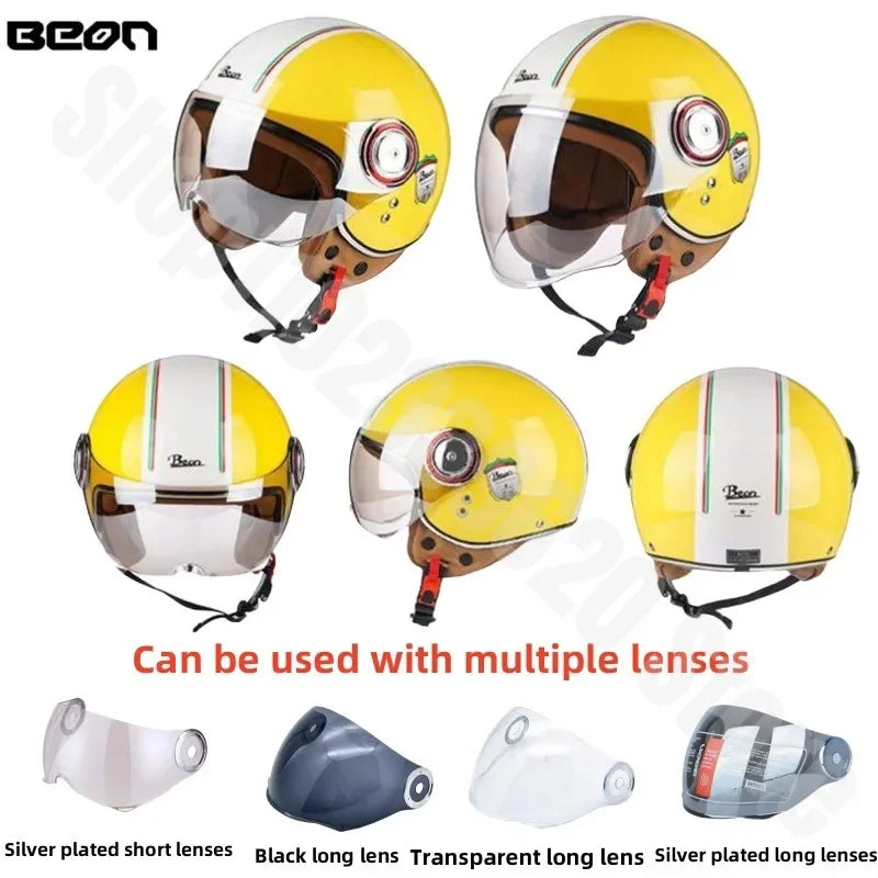 Beon Motorcycle Helmet - ECE Certified Retro Half Cap