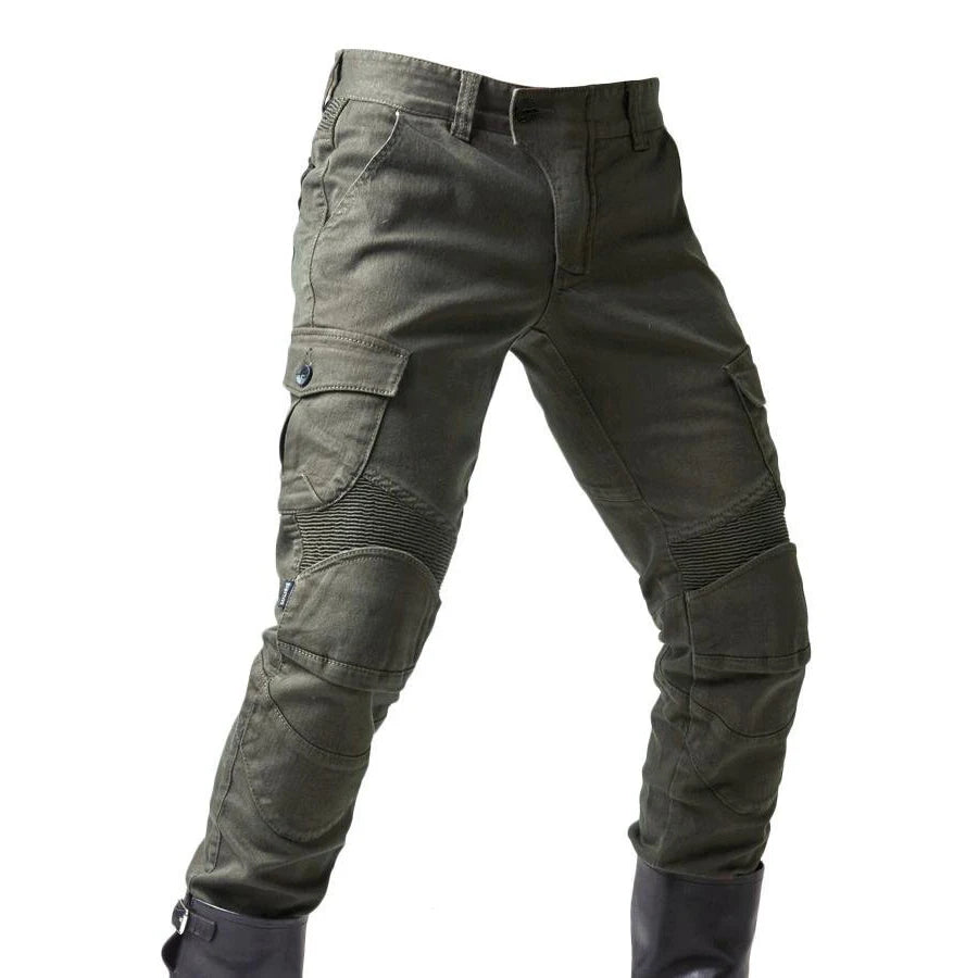 Stylish Motorcycle Black Men Jeans with Extension Protector