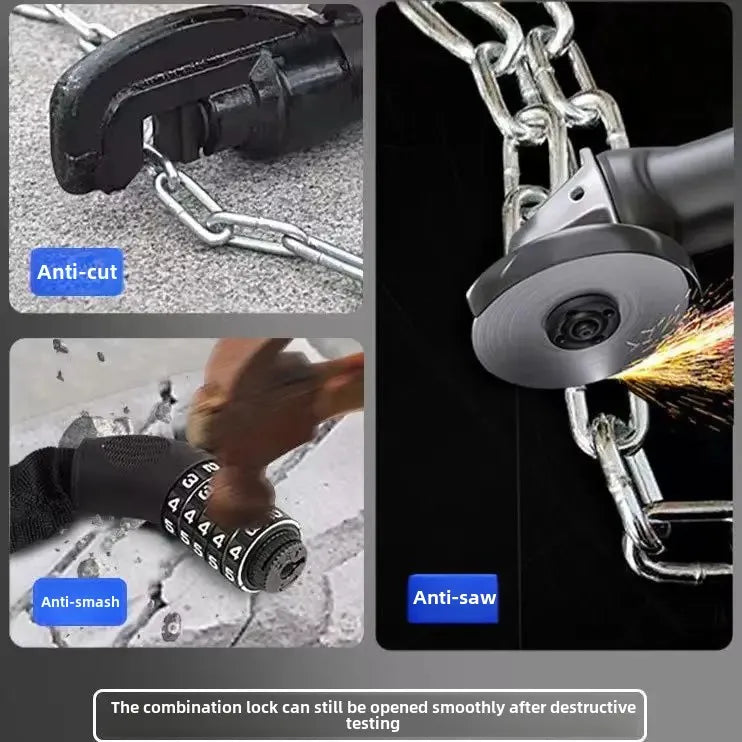 Electric Vehicle Motorcycle Chain Lock - Anti-Theft 5-Digit Code
