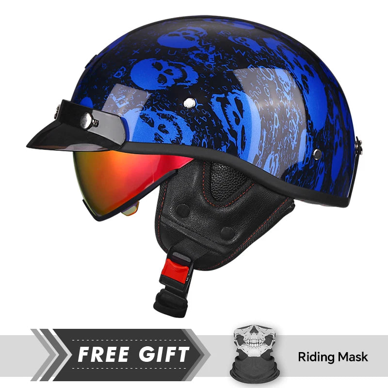 Retro Vintage Half Motorcycle Helmet for Chopper Bikers
