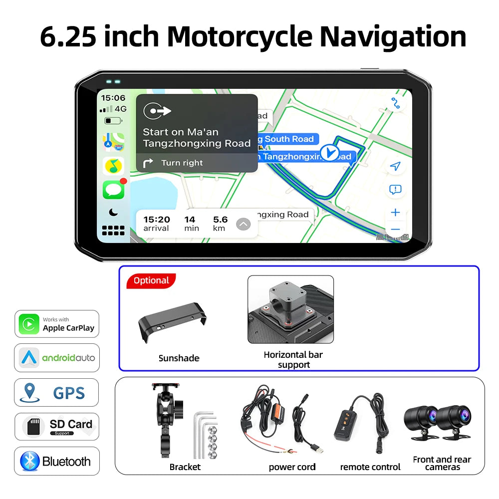 Universal Motorcycle Monitor with CarPlay & Android Auto