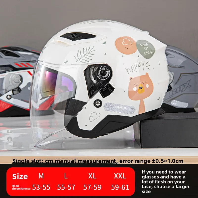 Open Face Motorcycle Helmet with Double Lens