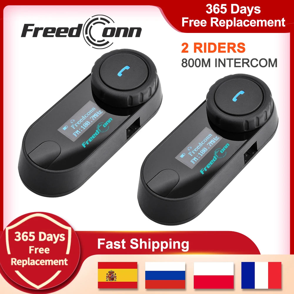 Bluetooth Motorcycle Intercom Helmet Headset with FM